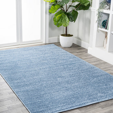 Haze Solid Low-pile Area Rug Classic Blue